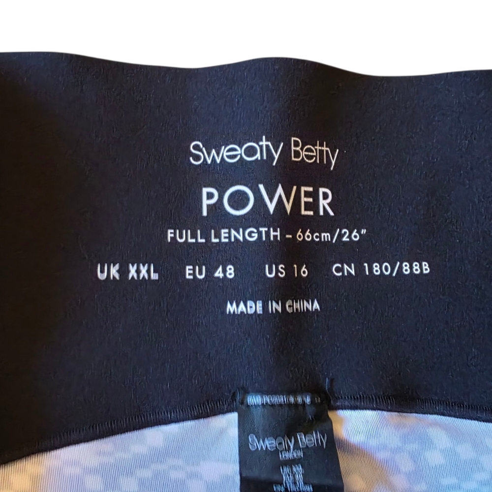 Sweaty Betty Power Full Length Leggings Black & White Print Size 16 EUC - Picture 2 of 5